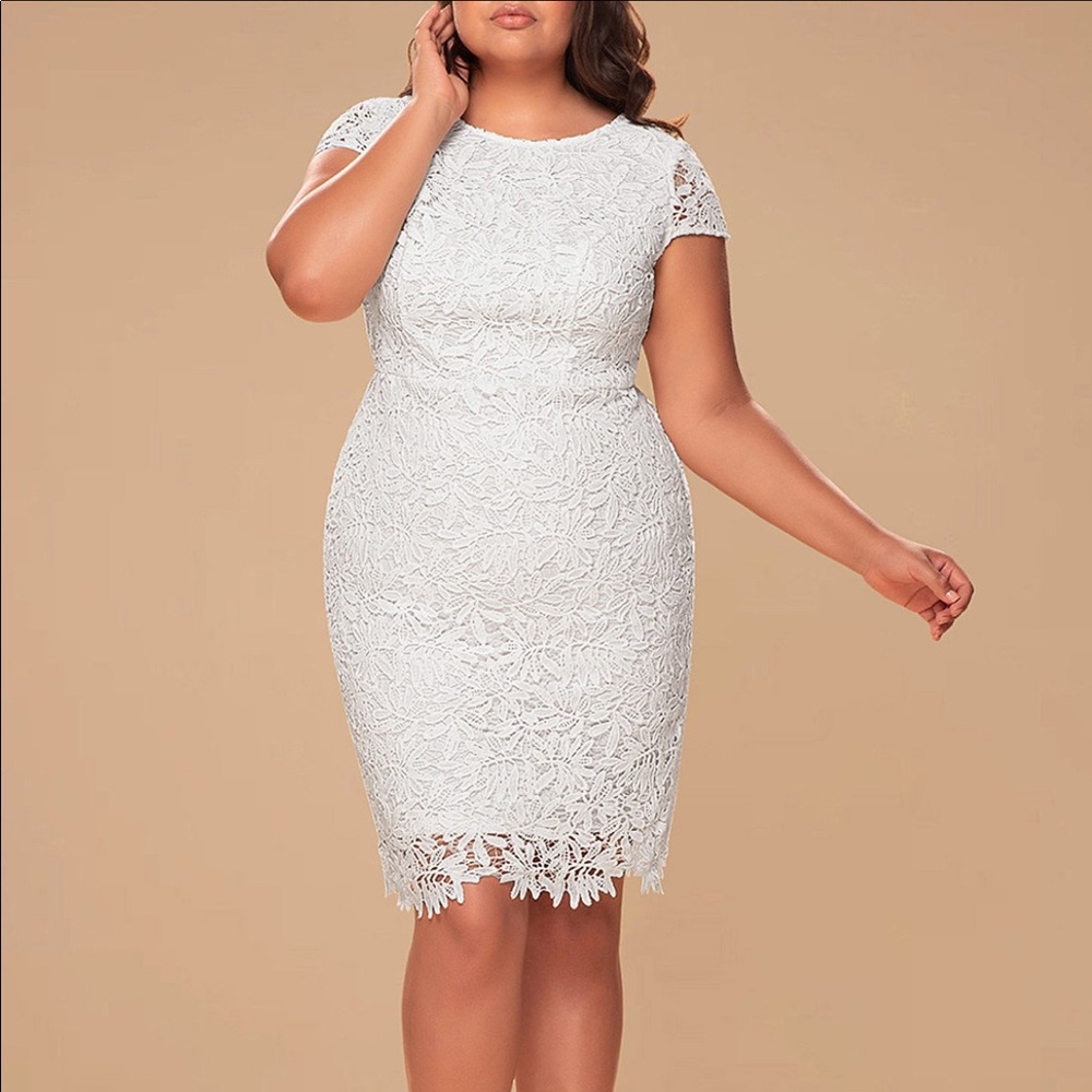 White Lace Bodycon Dress- Blushmark